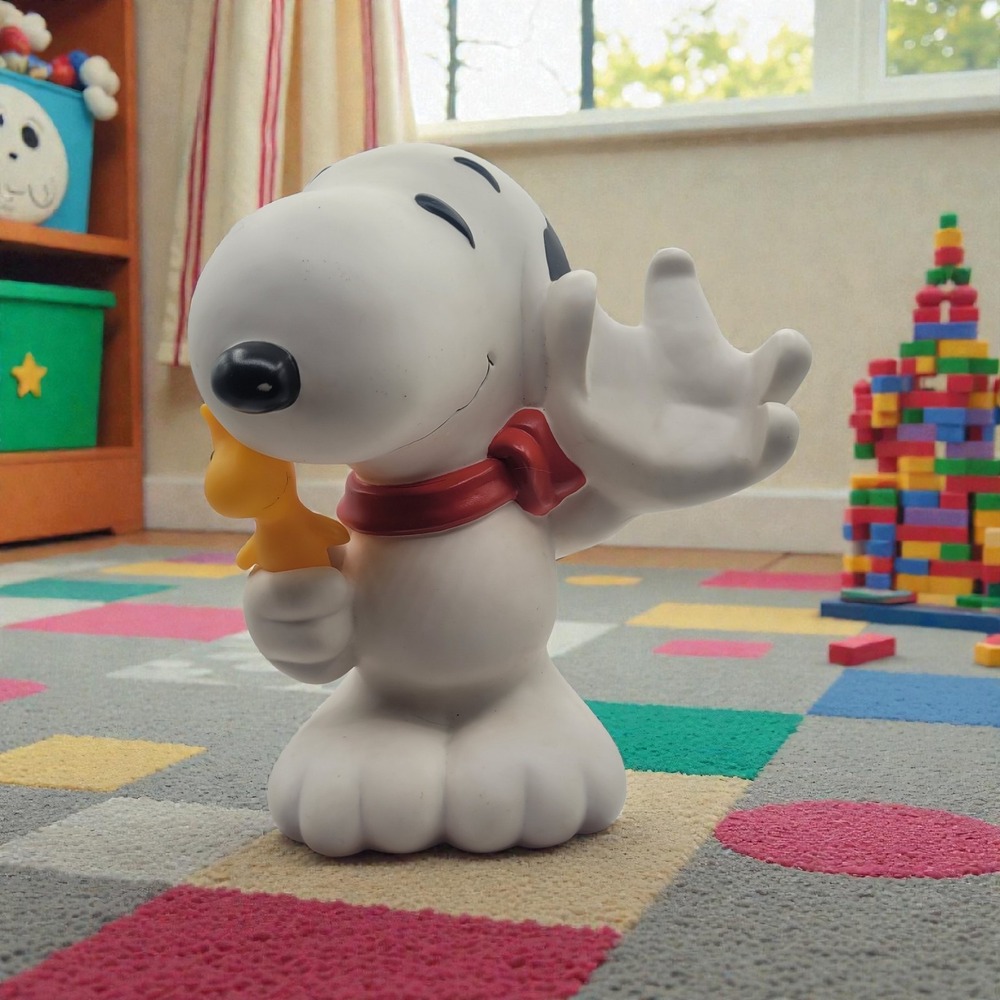 Vintage Peanuts Snoopy Woodstock Piggy Coin Bank Decoration‎ Collectible